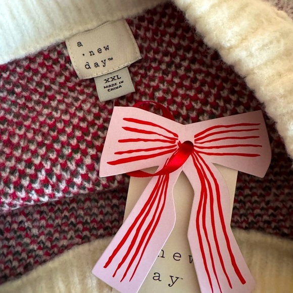 Target Holiday Crewneck Sweater A New Day Cream Blue Red Apres Ski Size XXL 2024 - Picture 6 of 9